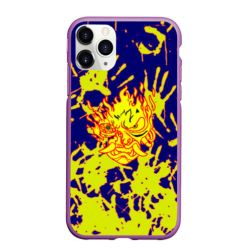 Чехол iPhone 11 Pro матовый Cyberpunk 2077 hands / 3D-Фиолетовый – фото 1