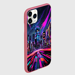 Чехол iPhone 11 Pro матовый Неоновый мегаполис, цвет: 3D-малиновый — фото 2