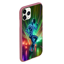 Чехол iPhone 11 Pro матовый Neon cyber dance - ai art fantasy, цвет: 3D-малиновый — фото 2