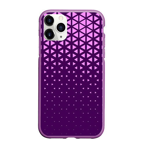 Чехол iPhone 11 Pro матовый Геометрический градиент - фиолетово-розовый / 3D-Фиолетовый – фото 1