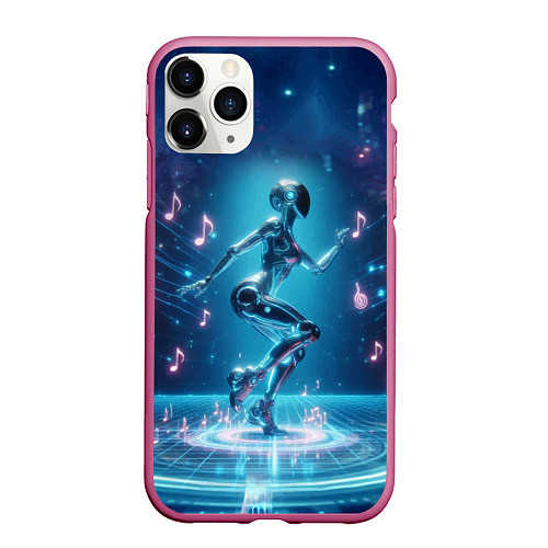 Чехол iPhone 11 Pro матовый Cyber robot girl - ai art fantasy / 3D-Малиновый – фото 1