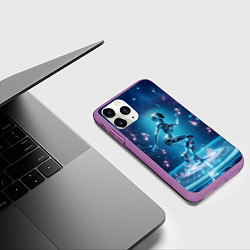 Чехол iPhone 11 Pro матовый Cyber robot girl - ai art fantasy, цвет: 3D-фиолетовый — фото 2