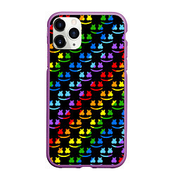 Чехол iPhone 11 Pro матовый Marshmello pattern neon, цвет: 3D-фиолетовый