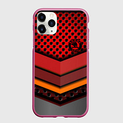 Чехол iPhone 11 Pro матовый Skoda metal steel, цвет: 3D-малиновый
