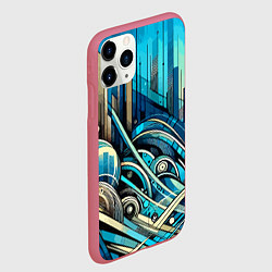 Чехол iPhone 11 Pro матовый Абстрактный урбанистический пейзаж - нейроарт, цвет: 3D-малиновый — фото 2