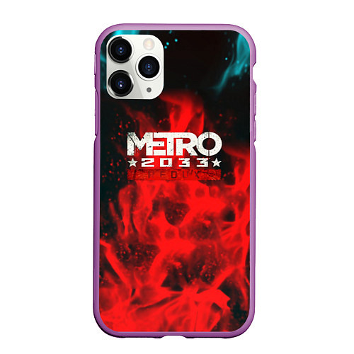 Чехол iPhone 11 Pro матовый Metro 2033 fire / 3D-Фиолетовый – фото 1