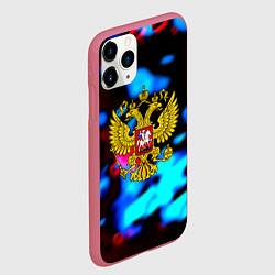 Чехол iPhone 11 Pro матовый Герб РФ блюр боке, цвет: 3D-малиновый — фото 2
