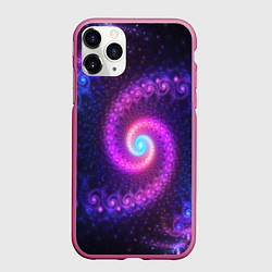 Чехол iPhone 11 Pro матовый Фрактальный неон, цвет: 3D-малиновый