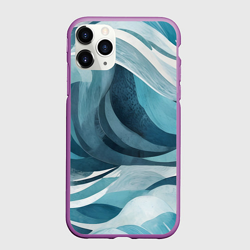 Чехол iPhone 11 Pro матовый Океан абстракция волны / 3D-Фиолетовый – фото 1