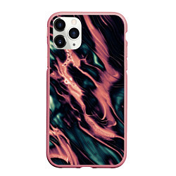 Чехол iPhone 11 Pro матовый Абстракция тёмный бирюзово-розовый, цвет: 3D-баблгам