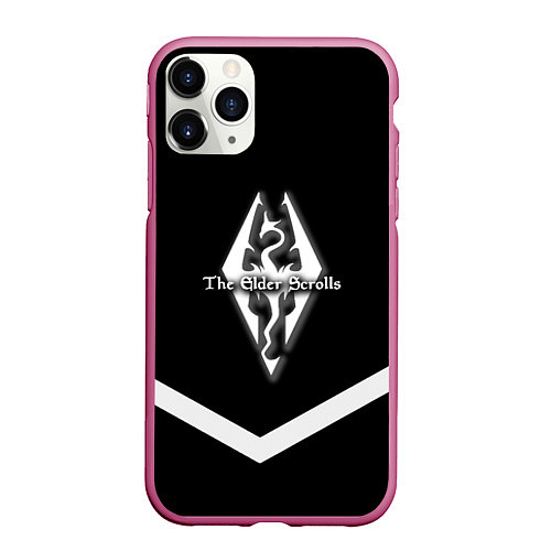 Чехол iPhone 11 Pro матовый The Elder Scrolls geometry steel / 3D-Малиновый – фото 1