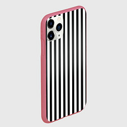 Чехол iPhone 11 Pro матовый Полоски - Битлджус, цвет: 3D-малиновый — фото 2