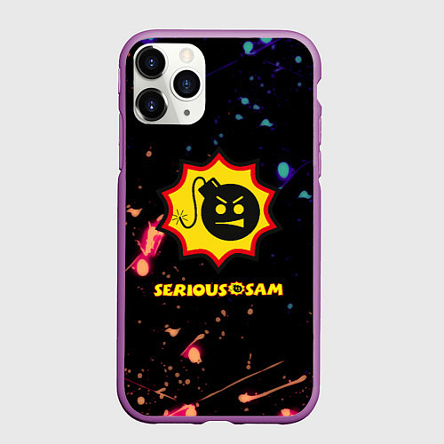 Чехол iPhone 11 Pro матовый Serious Sam краски текстура / 3D-Фиолетовый – фото 1