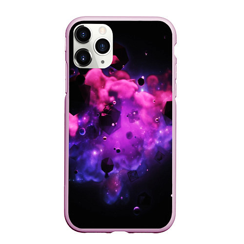 Чехол iPhone 11 Pro матовый Космическая геометрия / 3D-Розовый – фото 1