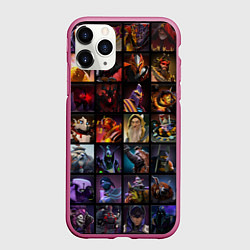 Чехол iPhone 11 Pro матовый Dota 2 - все персонажи, цвет: 3D-малиновый