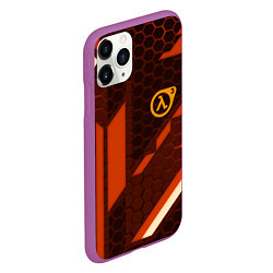 Чехол iPhone 11 Pro матовый Half life geometry steel metal, цвет: 3D-фиолетовый — фото 2