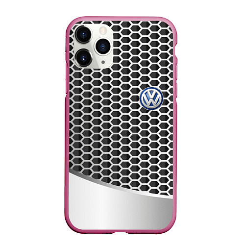 Чехол iPhone 11 Pro матовый Volkswagen metal motors / 3D-Малиновый – фото 1