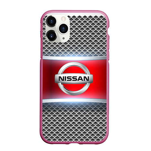 Чехол iPhone 11 Pro матовый Nissan авто текстура / 3D-Малиновый – фото 1