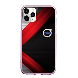 Чехол iPhone 11 Pro матовый Volvo metal stripes, цвет: 3D-розовый