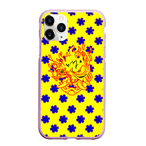 Чехол iPhone 11 Pro матовый Samurai fire logo steel / 3D-Розовый – фото 1