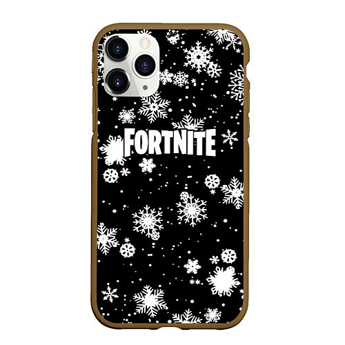 Чехол iPhone 11 Pro матовый Fortnite winter snow / 3D-Коричневый – фото 1