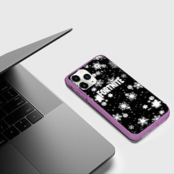 Чехол iPhone 11 Pro матовый Fortnite winter snow, цвет: 3D-фиолетовый — фото 2