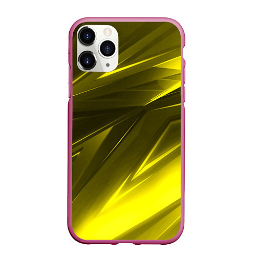 Чехол iPhone 11 Pro матовый Gold stripes abstraction / 3D-Малиновый – фото 1