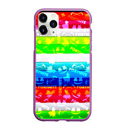 Чехол iPhone 11 Pro матовый Fortnite color line, цвет: 3D-фиолетовый