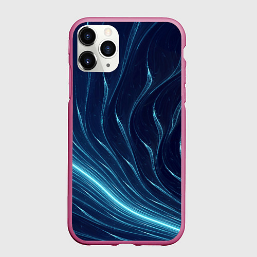 Чехол iPhone 11 Pro матовый Линии абстрактные неоновые / 3D-Малиновый – фото 1