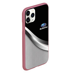 Чехол iPhone 11 Pro матовый Subaru metal steel, цвет: 3D-малиновый — фото 2