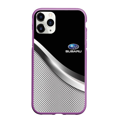 Чехол iPhone 11 Pro матовый Subaru metal steel / 3D-Фиолетовый – фото 1