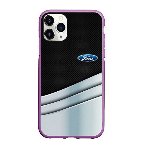 Чехол iPhone 11 Pro матовый FORD metal texture / 3D-Фиолетовый – фото 1