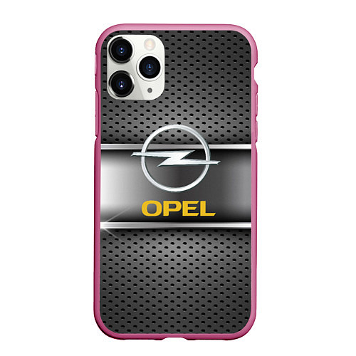 Чехол iPhone 11 Pro матовый Opel carbon metal steel / 3D-Малиновый – фото 1