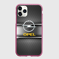 Чехол iPhone 11 Pro матовый Opel carbon metal steel, цвет: 3D-малиновый
