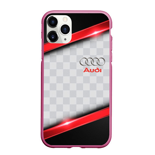 Чехол iPhone 11 Pro матовый AUDI auto texture / 3D-Малиновый – фото 1