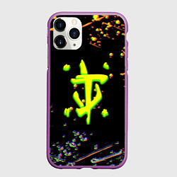 Чехол iPhone 11 Pro матовый Doom кислотное лого глитч, цвет: 3D-фиолетовый