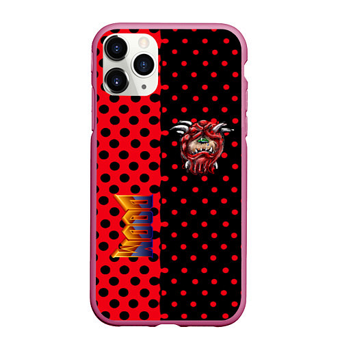 Чехол iPhone 11 Pro матовый Doom pattern steell / 3D-Малиновый – фото 1