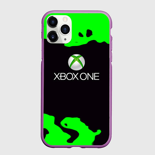 Чехол iPhone 11 Pro матовый Xbox fire green / 3D-Фиолетовый – фото 1