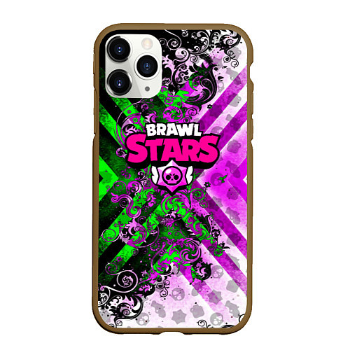 Чехол iPhone 11 Pro матовый Brawl stars pattern geometry / 3D-Коричневый – фото 1