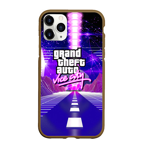 Чехол iPhone 11 Pro матовый GTA vice city retrovawe / 3D-Коричневый – фото 1