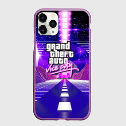 Чехол iPhone 11 Pro матовый GTA vice city retrovawe, цвет: 3D-фиолетовый