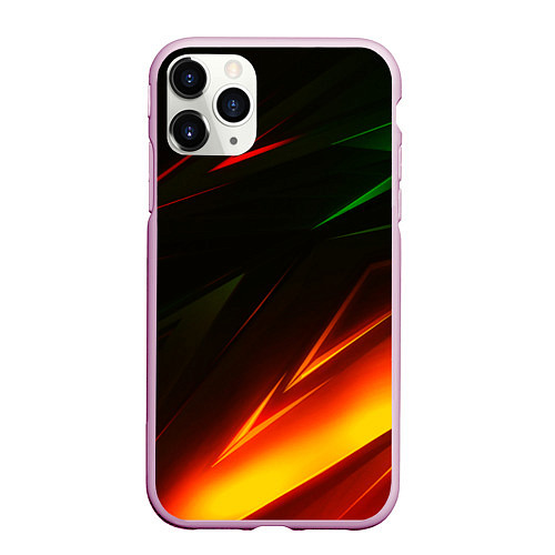 Чехол iPhone 11 Pro матовый Geometry stripes line color / 3D-Розовый – фото 1