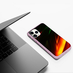 Чехол iPhone 11 Pro матовый Geometry stripes line color, цвет: 3D-розовый — фото 2