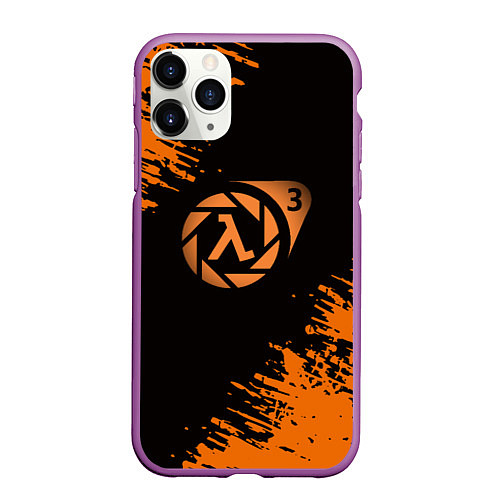 Чехол iPhone 11 Pro матовый Half life 3 краски оранжевые / 3D-Фиолетовый – фото 1