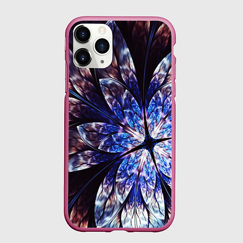 Чехол iPhone 11 Pro матовый Фрактальный узора стекло / 3D-Малиновый – фото 1