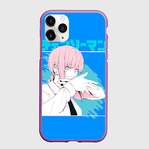 Чехол iPhone 11 Pro матовый Макима персонаж Человек-бензопила / 3D-Фиолетовый – фото 1
