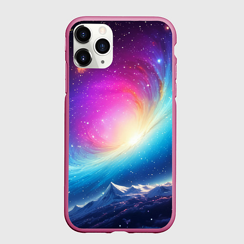 Чехол iPhone 11 Pro матовый Бескрайний космос / 3D-Малиновый – фото 1