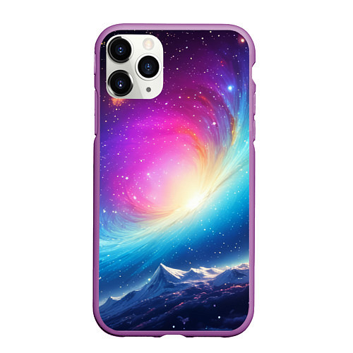 Чехол iPhone 11 Pro матовый Бескрайний космос / 3D-Фиолетовый – фото 1