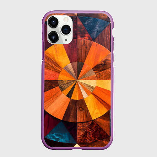 Чехол iPhone 11 Pro матовый Круговая мозайка / 3D-Фиолетовый – фото 1