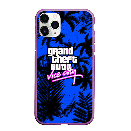 Чехол iPhone 11 Pro матовый Vice cuty gta tropic steel / 3D-Фиолетовый – фото 1